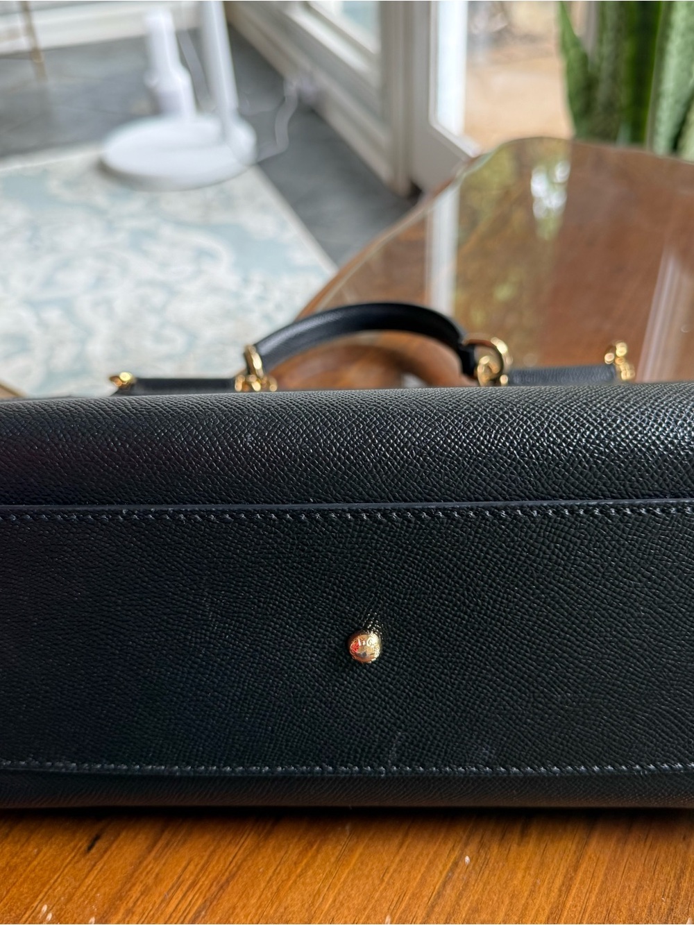 Dolce & Gabbana Black Saffiano Leather Top-Handle Satchel with Gold Hardware - Picture 8 of 9